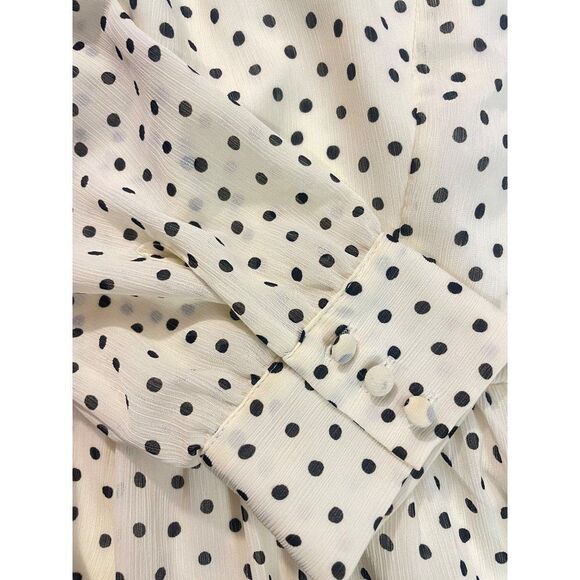 Madewell Smocked Ruffle-Shoulder Midi Dress Inkbrush Dots Small - Picture 9 of 9